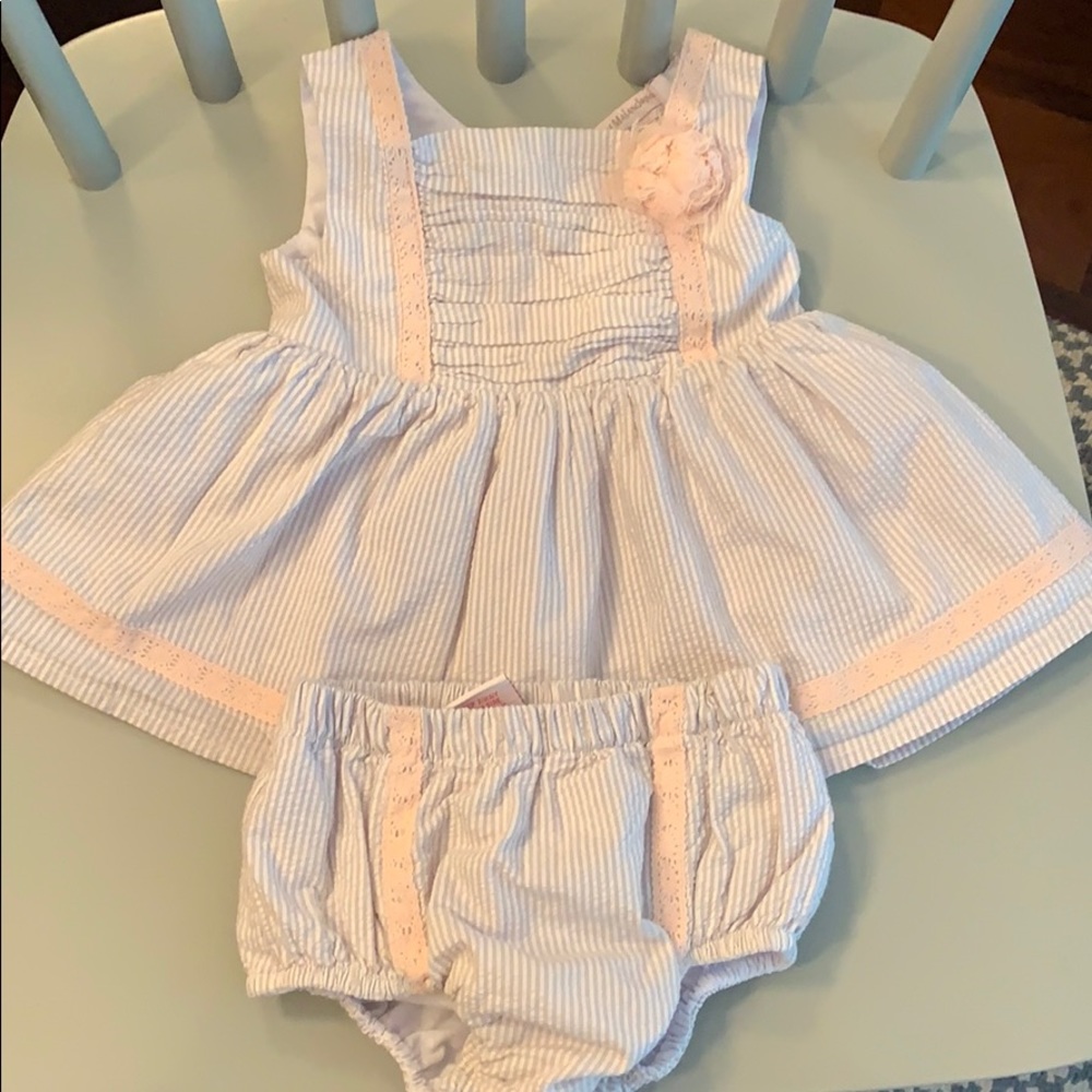 Seersucker two piece dress with bloomer
